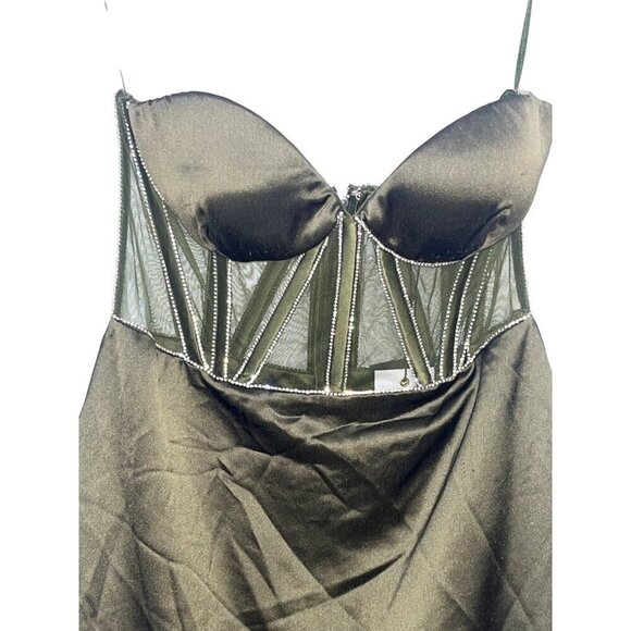 Retrofete Ludlow Dress in Army Green Large New Womens Crystal Mini Cocktail - Picture 6 of 12